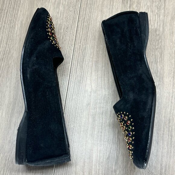 California Magdesians Shoes Womens 6M Jeweled Embellished Loafer Suede Black - Picture 9 of 12